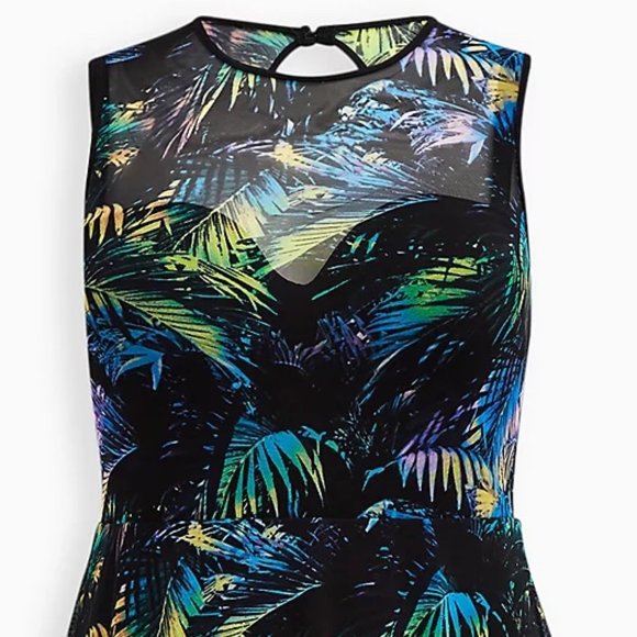 torrid Swim Torrid Swim Dress X Ddd Swimsuit Palm Print Mesh